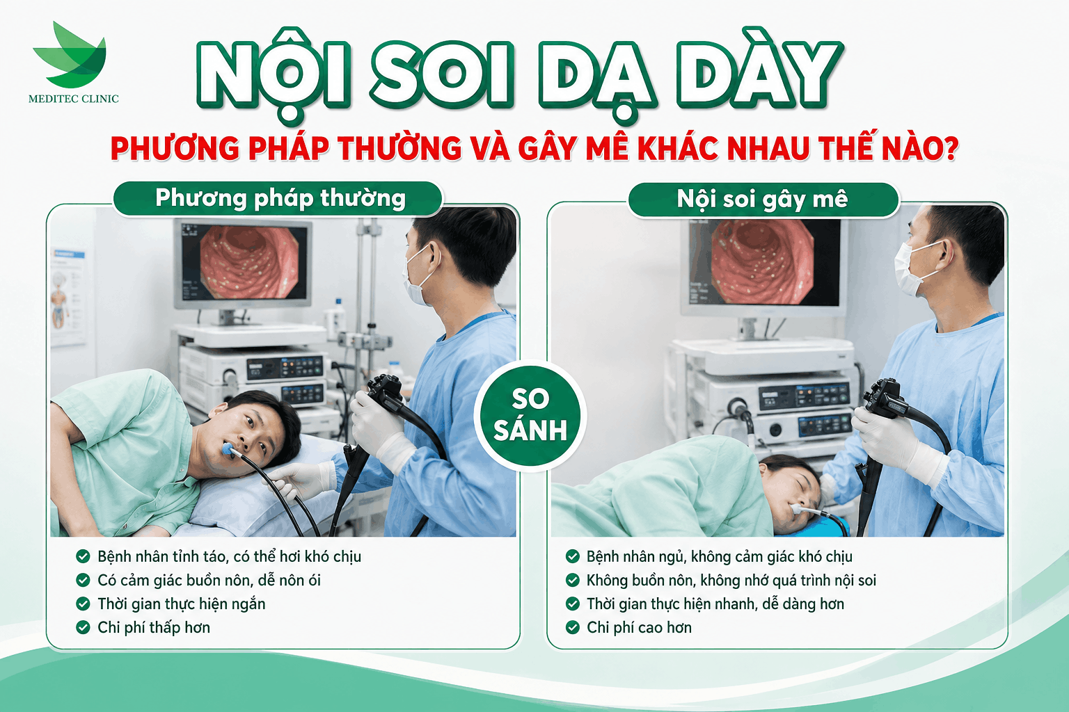 Nội soi dạ dày ở phương pháp thường và gây mê khác nhau thế nào?
